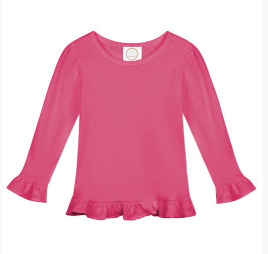 Girls Ruffle Hem Long Sleeve T-Shirt