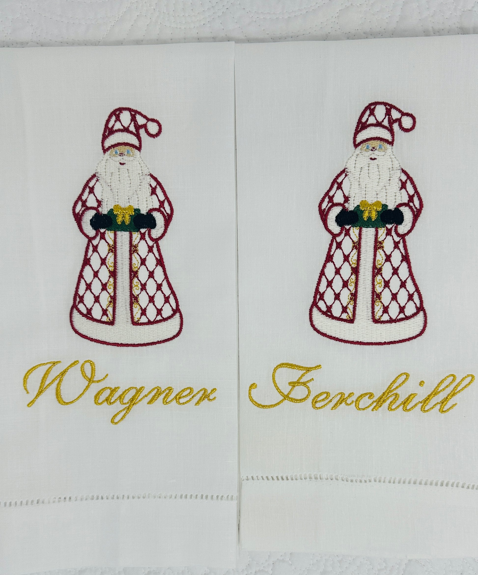 Hemstitch Hand Towel with Embroidered Bees / Monogram Gift / Guest Towel